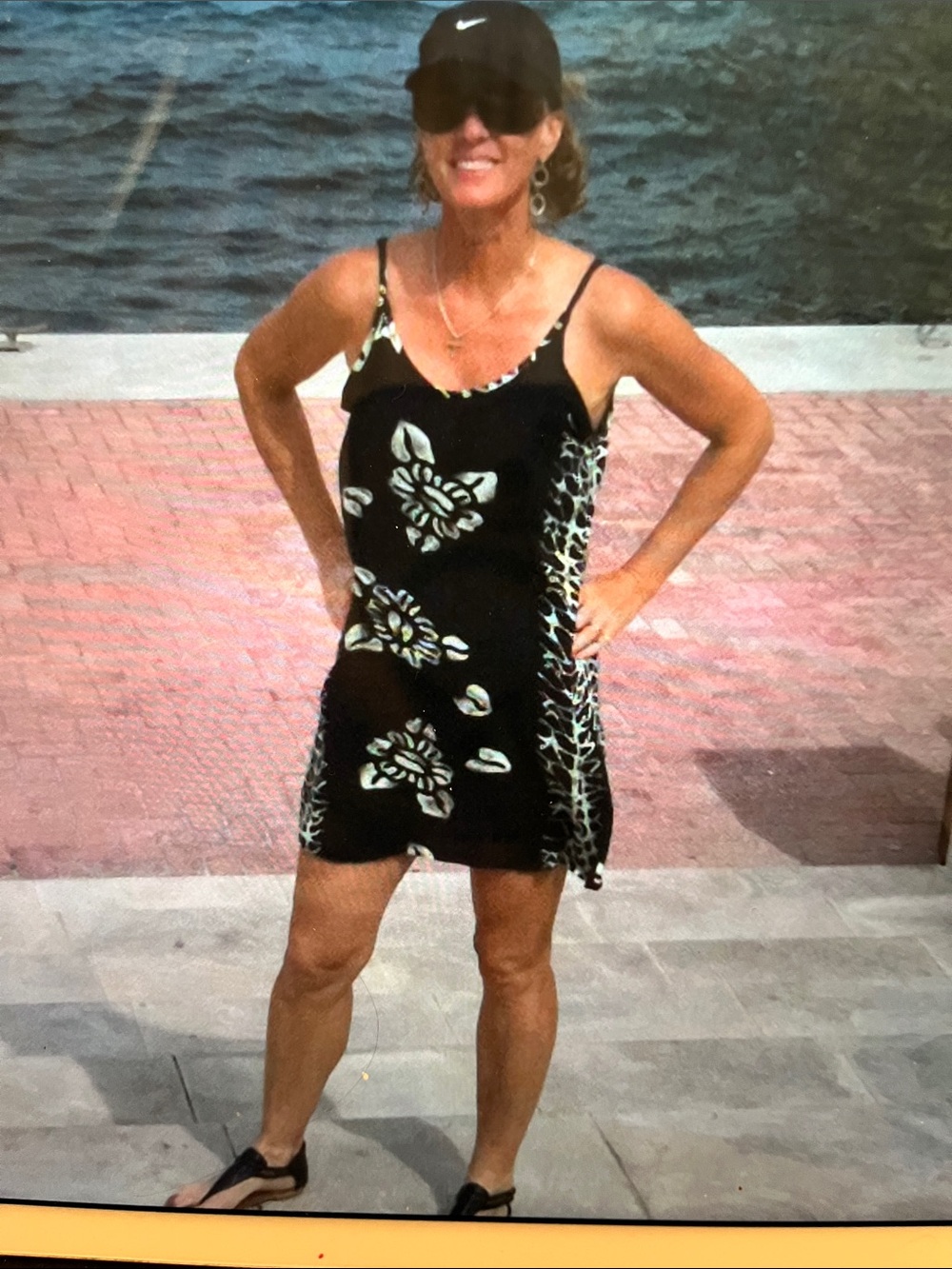 Black Floral-Print Mini Dress with Cream Accents